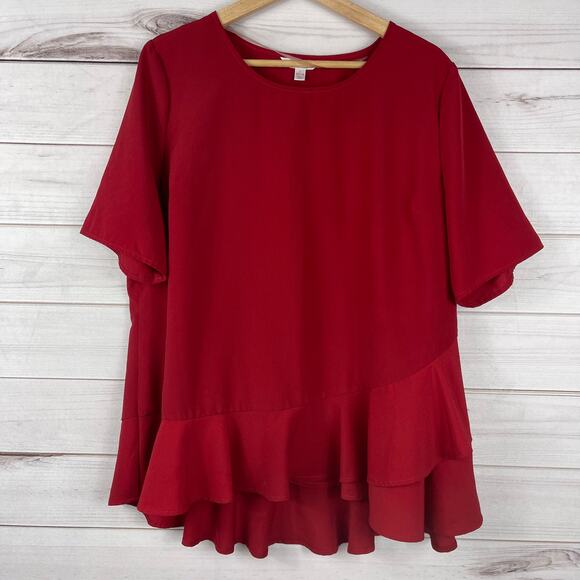 Time and‎ Tru Women's Ruffle Peplum Top Size L 12-14 - Picture 1 of 6